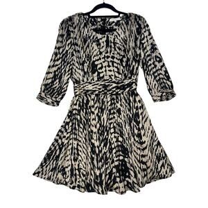 Sandro Silky Animal Print Studded 3/4 Sleeve Party Dress Glam Rocker Edgy sz 2